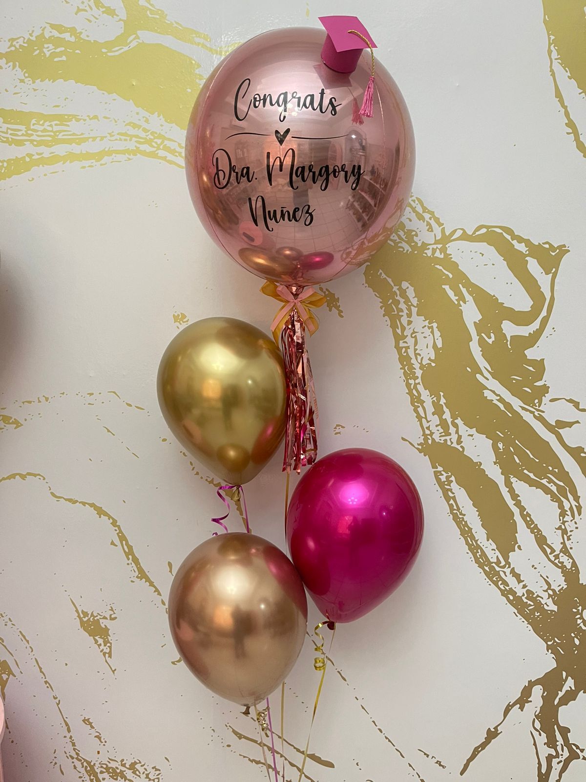 Orbz Rose Golg & Fucsia Balloons