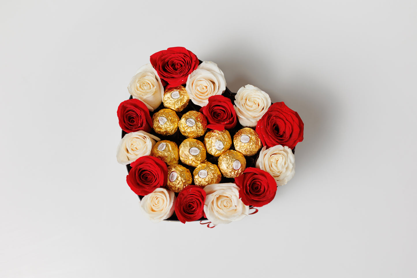 White & Red Heart Roses