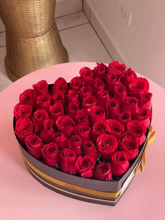 40 Roses Heart Box