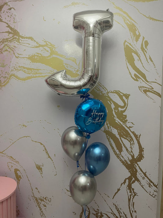 Silver Letter Chrome Blue Balloons