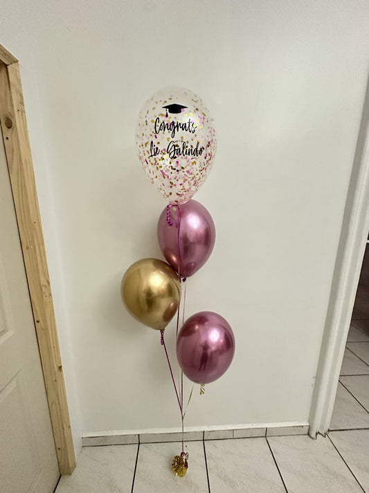 4 Pink & Gold Balloons