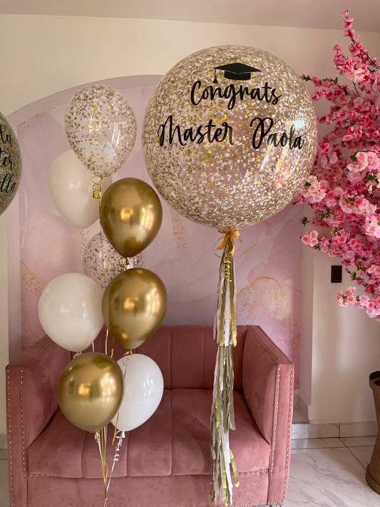 White & Gold Grad Balloons