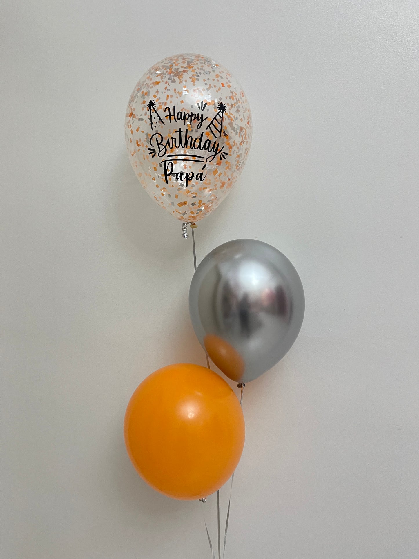 3 Balloon Bouquet Silver & Orange