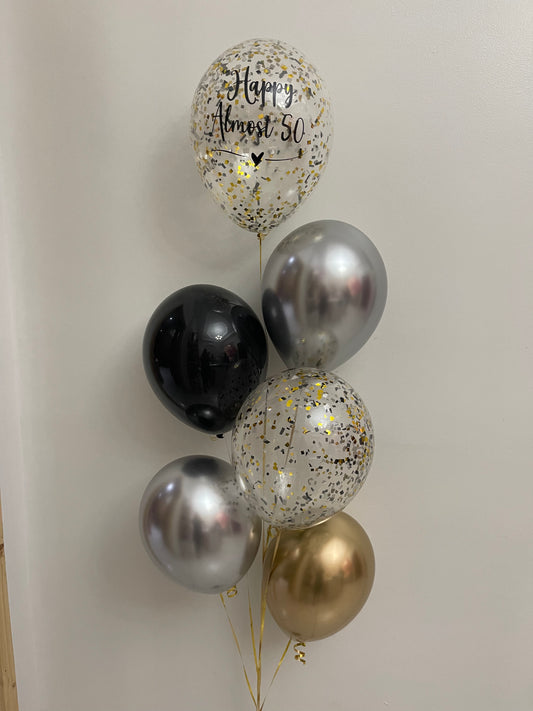 6 Balloon Silver & Gold Bouquet