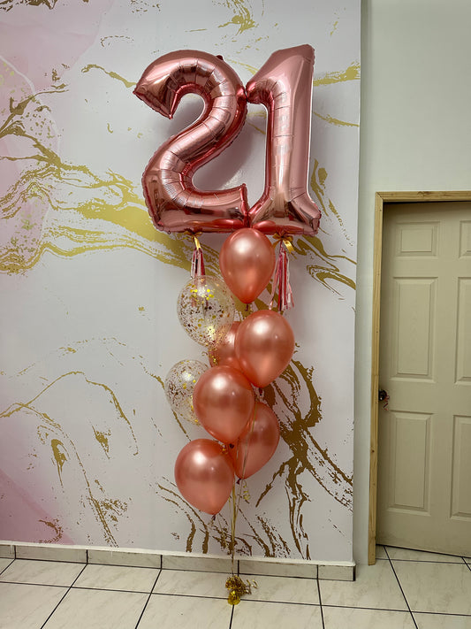 Numbers & Rose Gold Balloons