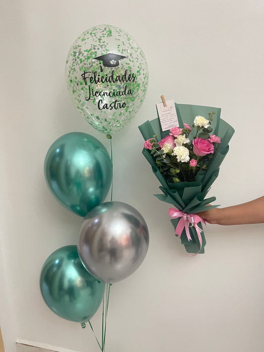 Grad Bloom & Balloons Bouquet