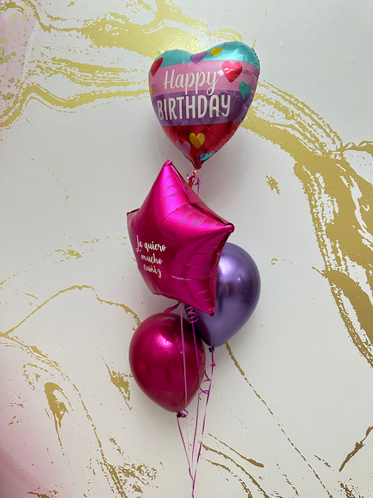 Heart & Star Balloons Fucsia