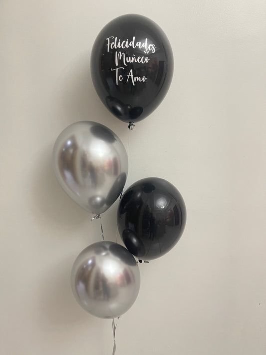 4 Black & Silver Balloon Bouquet