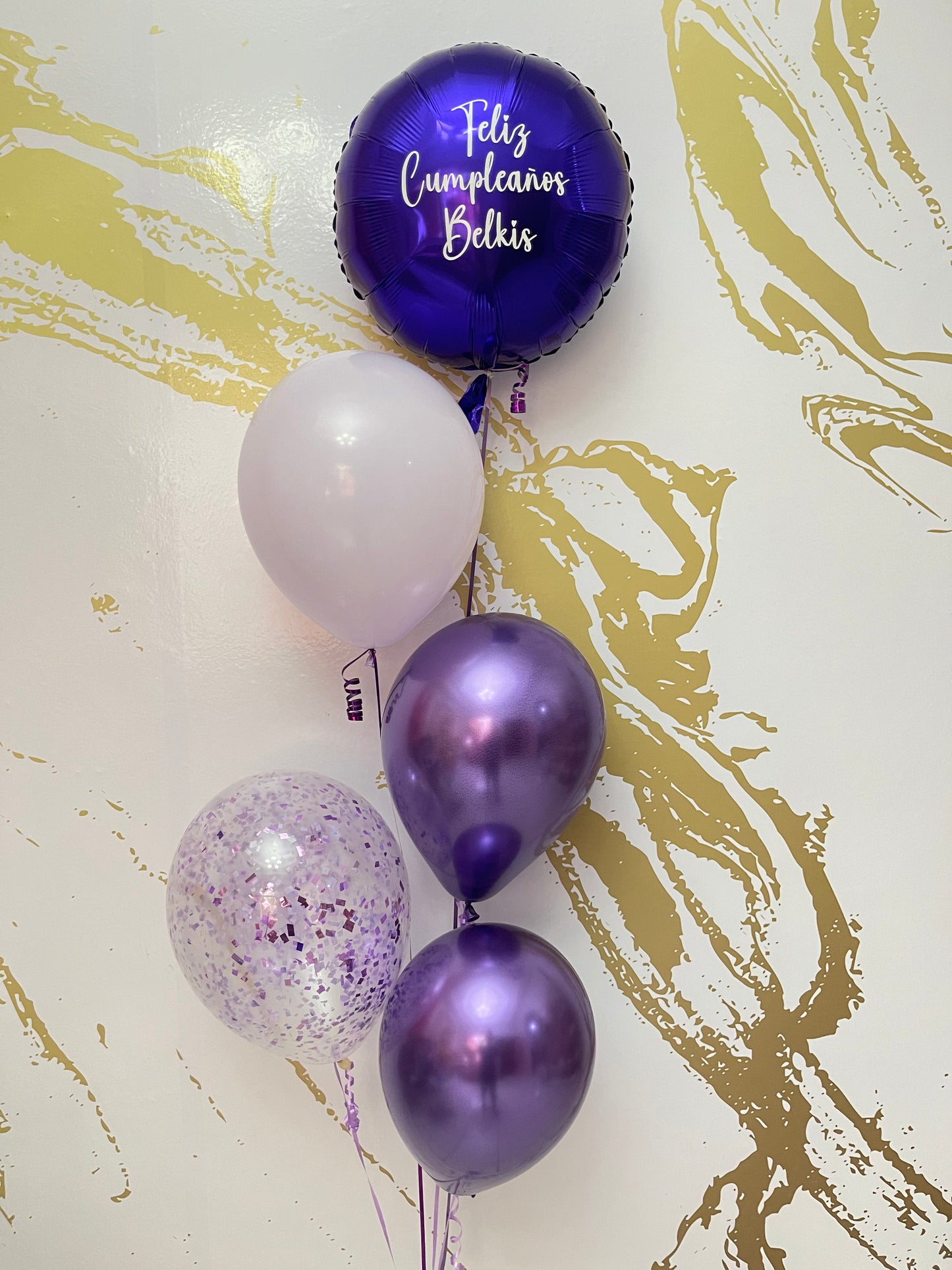 Round Purple & Chrome Balloons