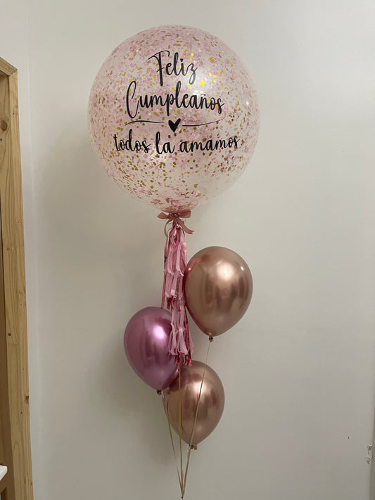 Big ‘24’ Mauve & Rose Gold + 3 Chrome Balloons