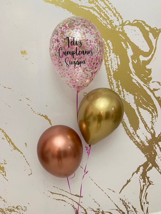 3 Balloon Bouquet Rose & Gold