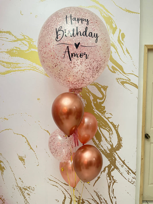 Giant Rose Gold "36" & Chrome Balloons