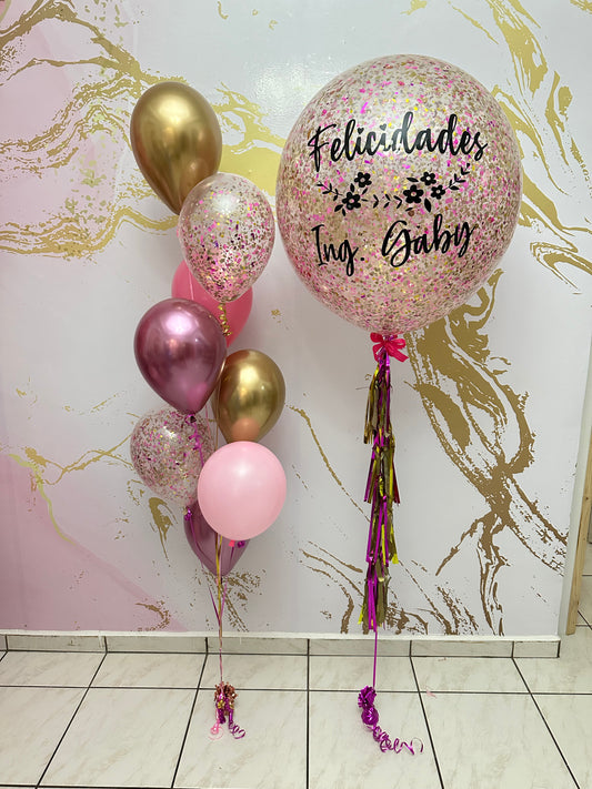 Pink Giant Grad & Chrome Balloons