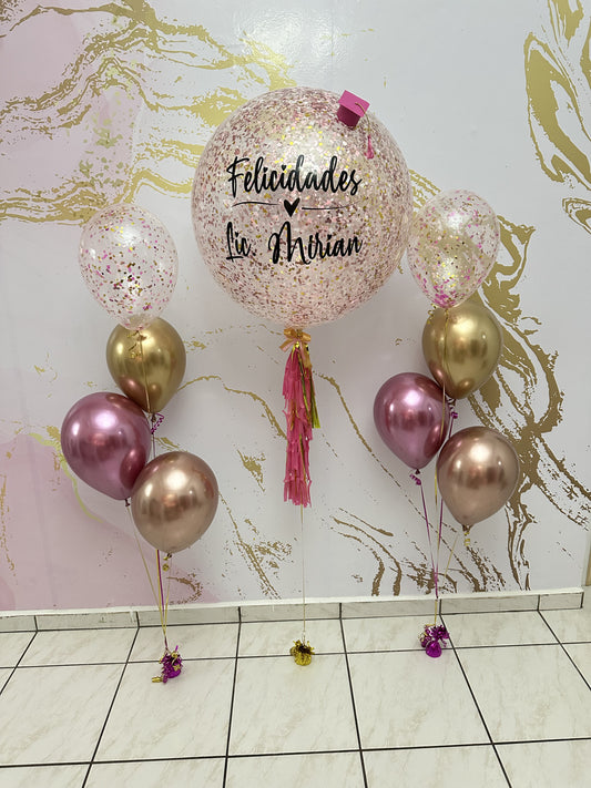 Pink Giant Grad & Chrome Balloons