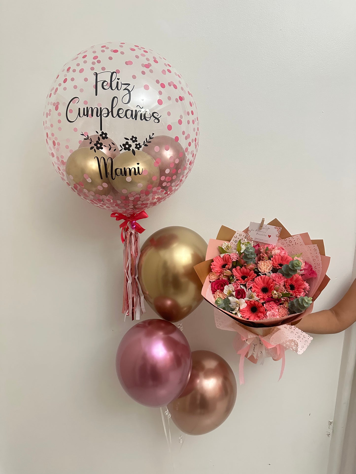 Floral Rhapsody+Pink Bubble Balloon