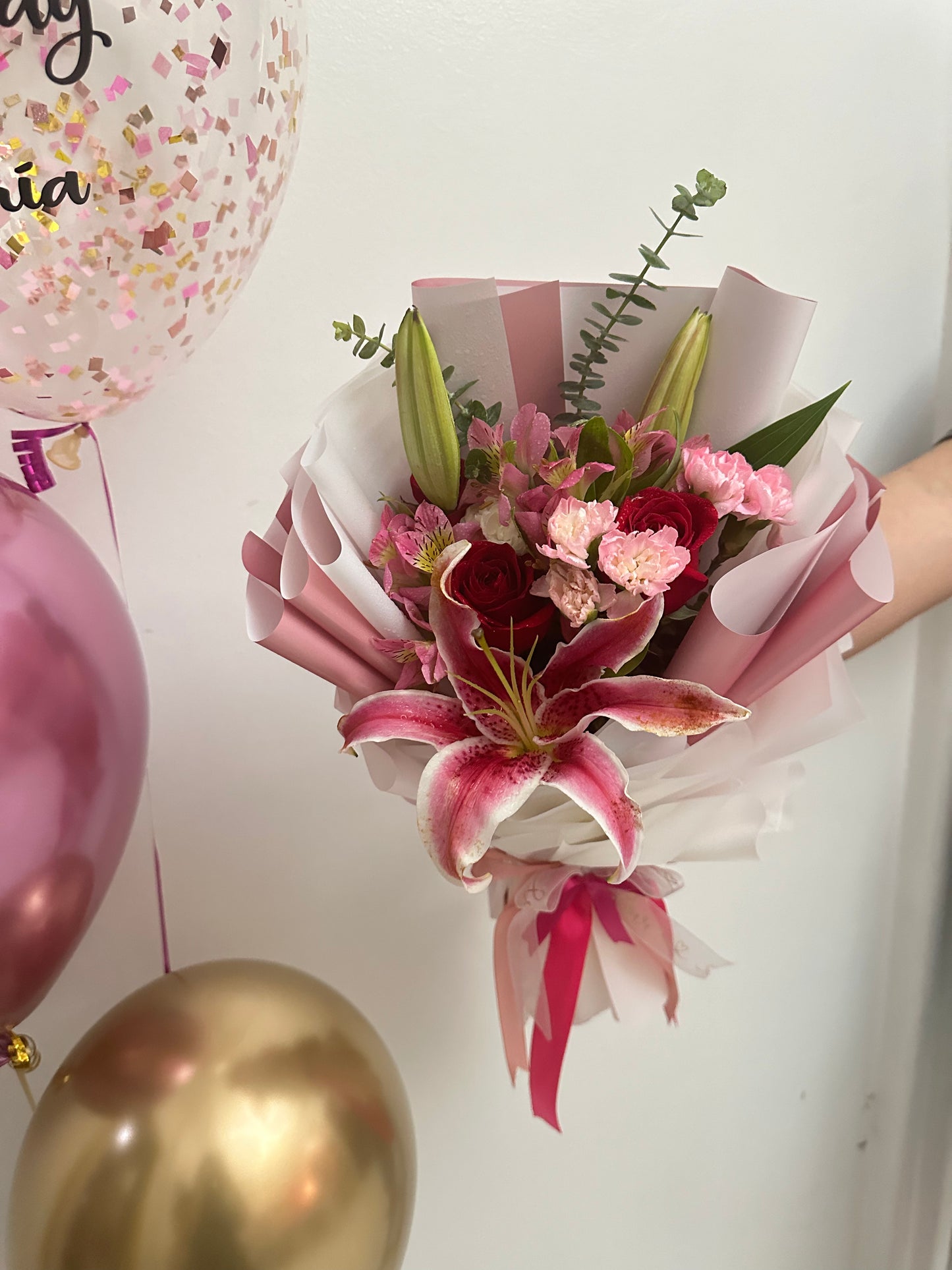 Mini Floral Bouquet & 3 Balloons