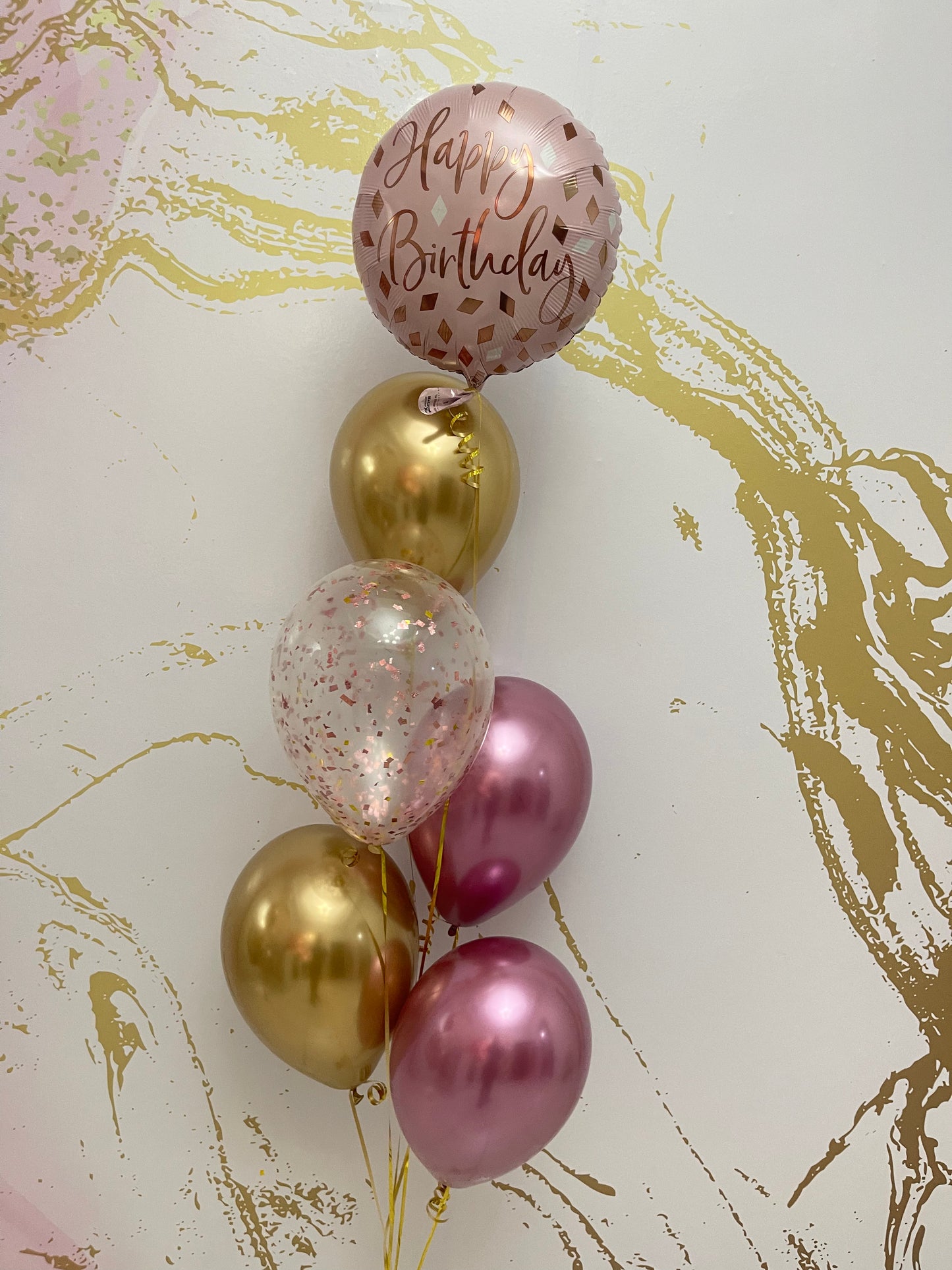 6 Birthday Pink Balloons Bouquet