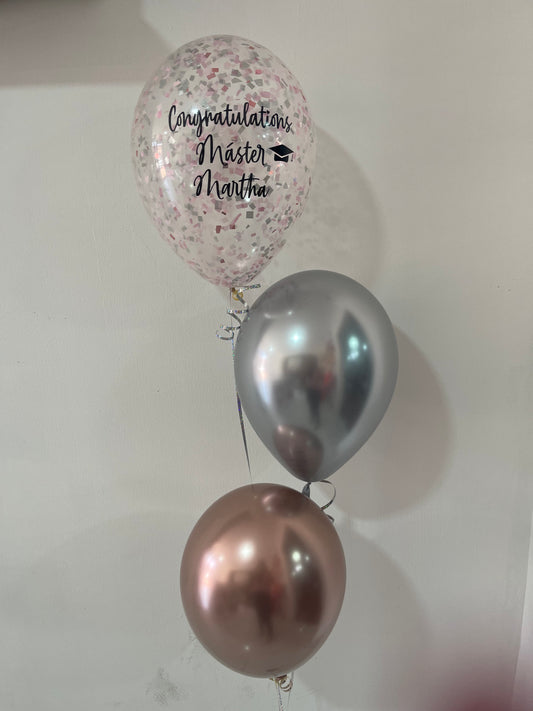 3 Silver & Rose Gold Balloons