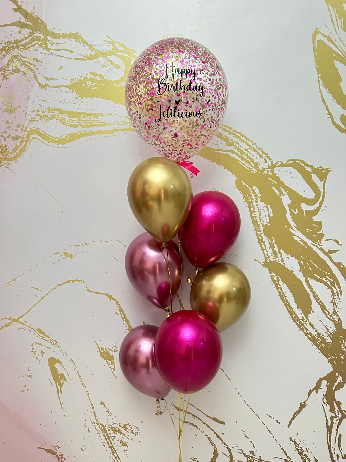 Médium ‘’18’’ Fucsia & Gold Balloons