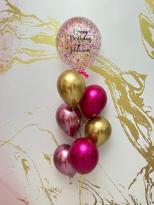 Médium ‘’18’’ Fucsia & Gold Balloons