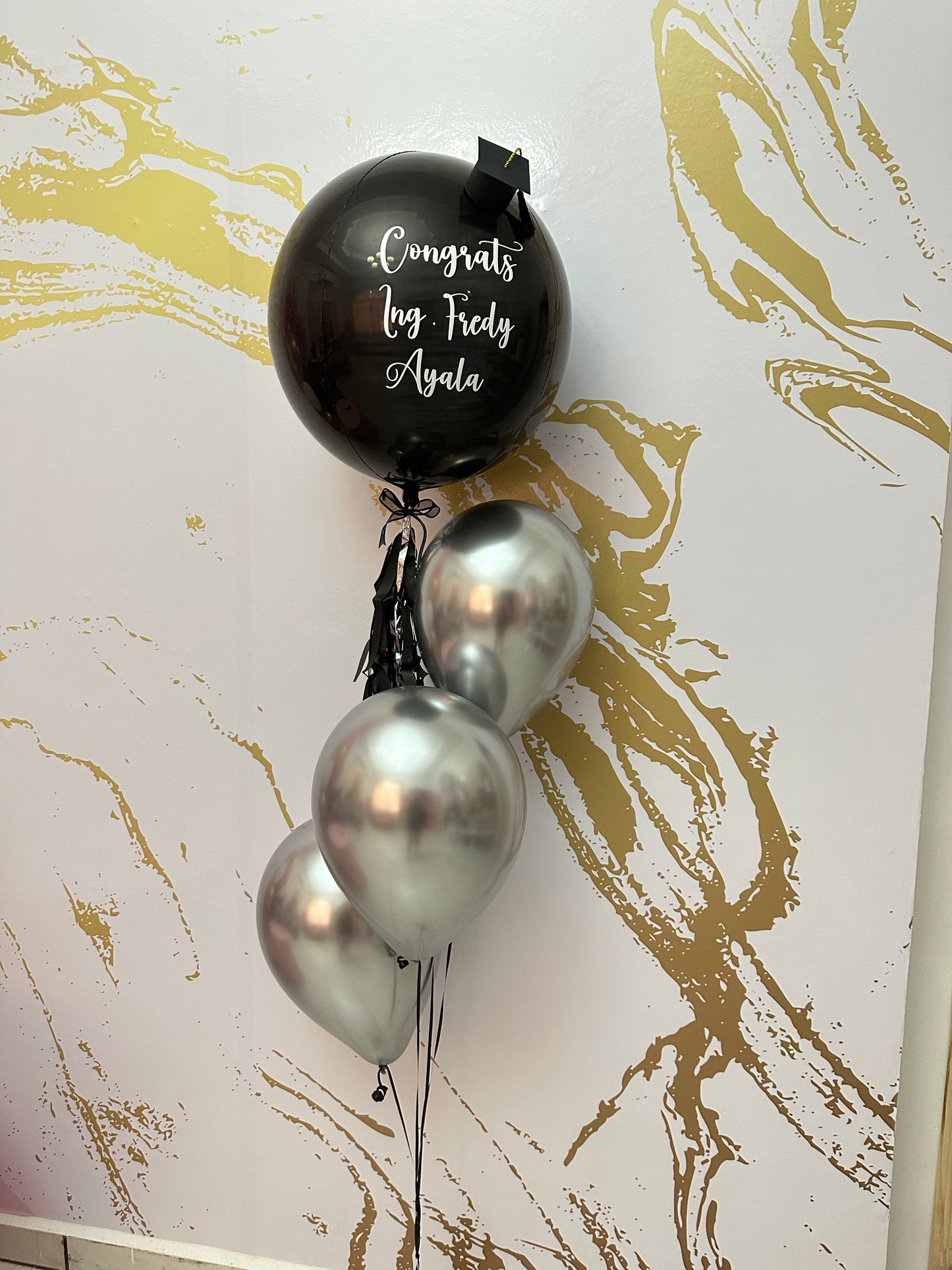 Black Orbz & Silver Balloons