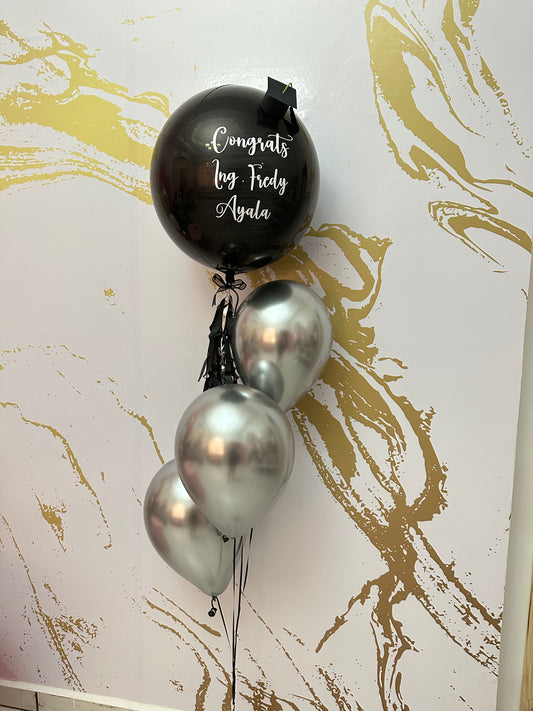 Black Orbz & Silver Balloons