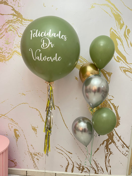 Big Eucalyptus Green & Chrome Balloons