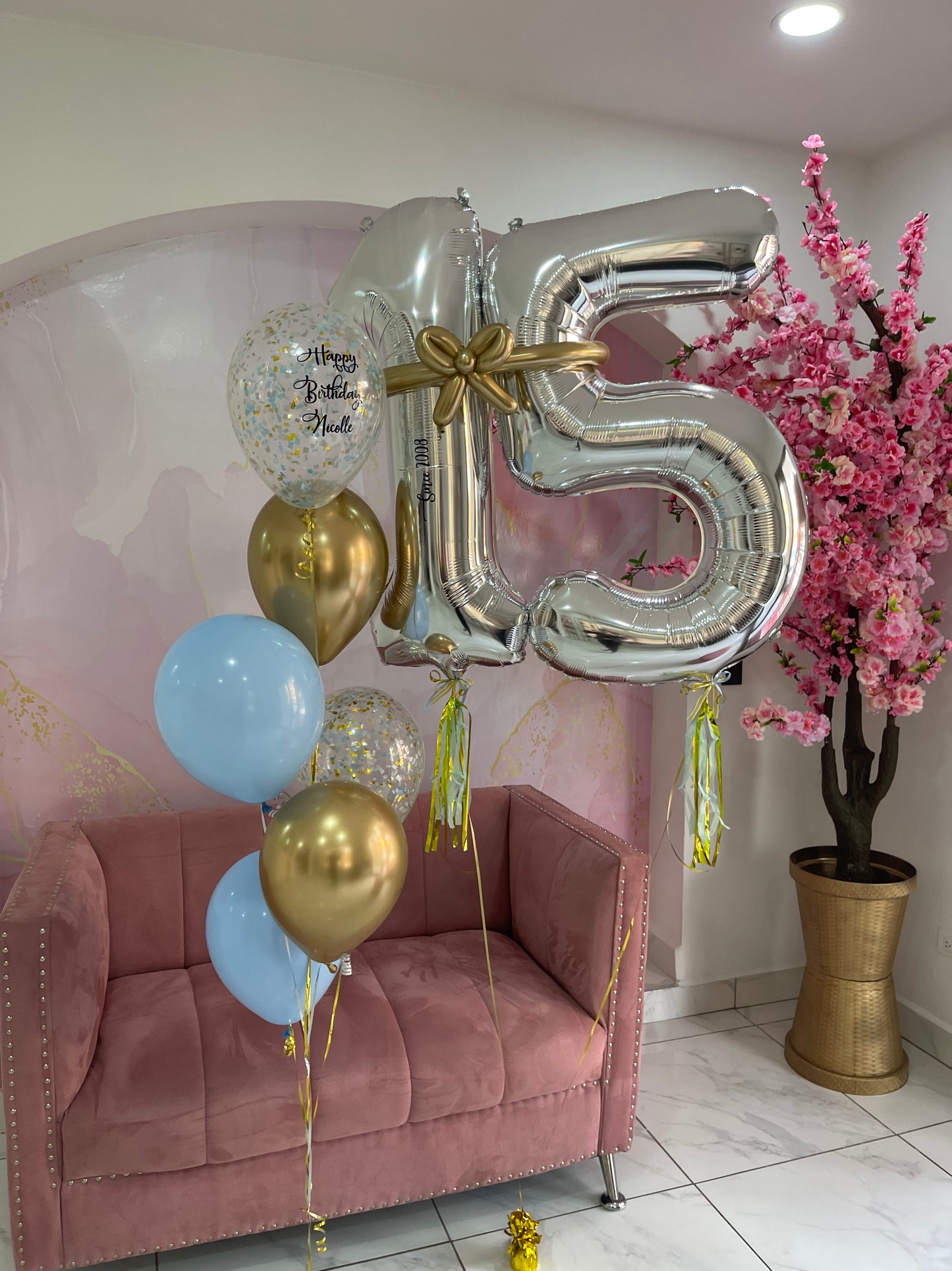 Silver Numbers & 6 Balloons Bouquet