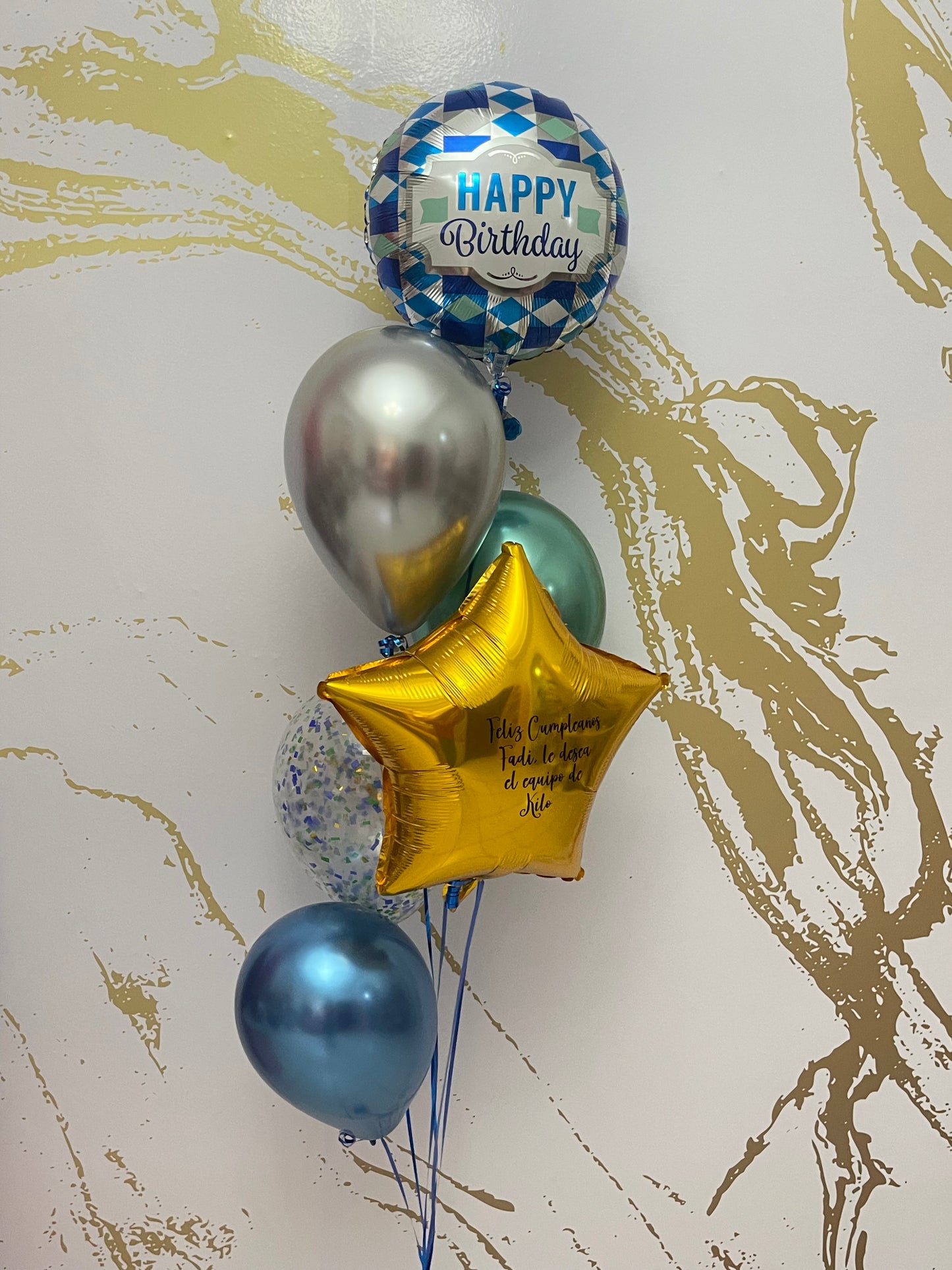 Birthday Blue & Gold Metallic Balloons