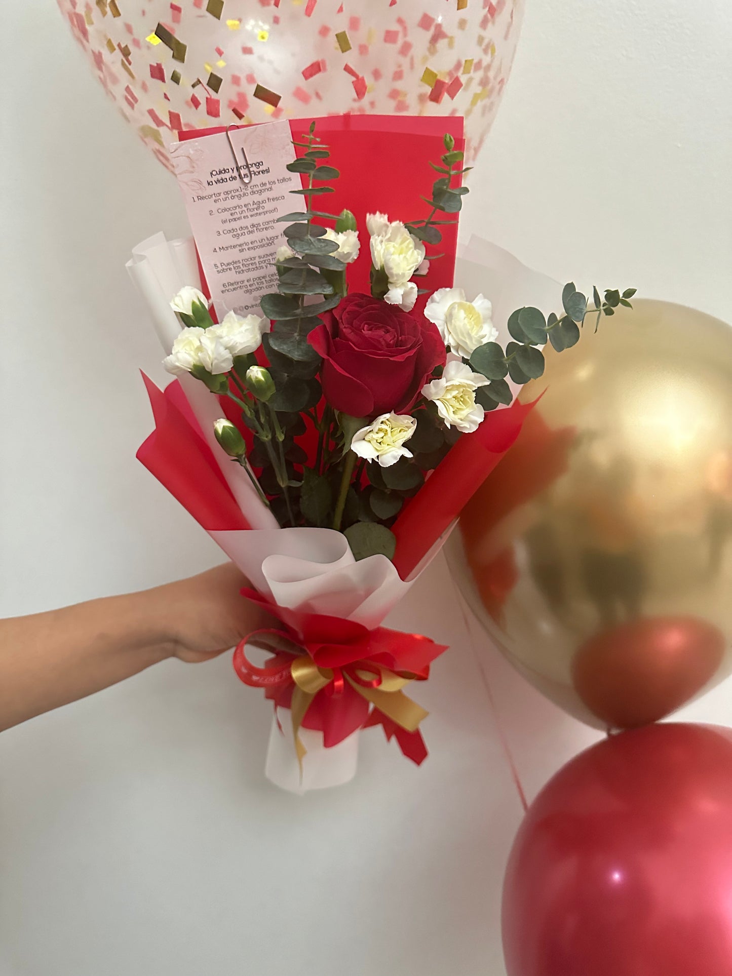 Anniversary Single Rose & Balloons