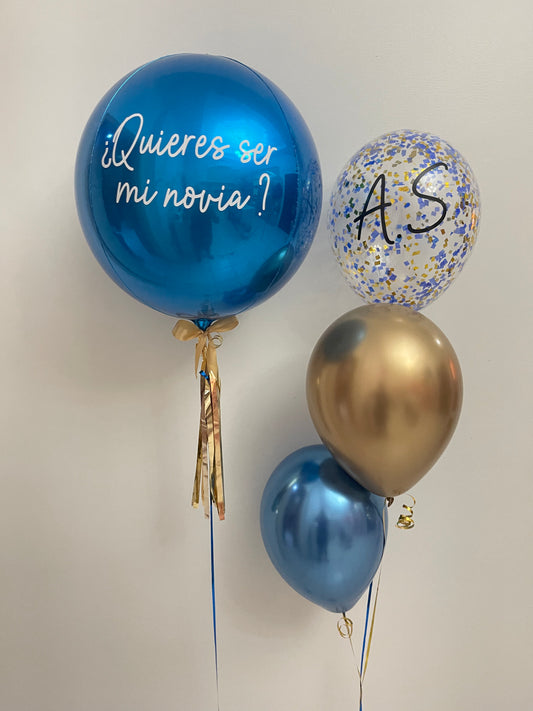 Blue Orbz & 3 Balloon Bouquet