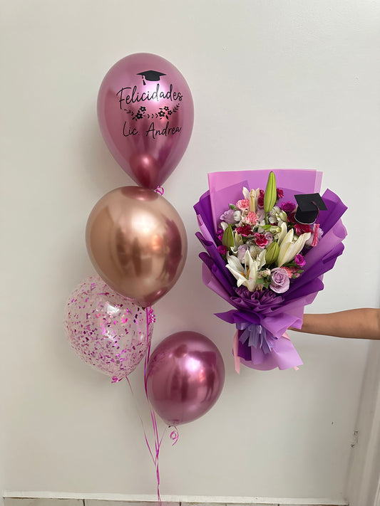 Journey Bouquet + 4 Balloons