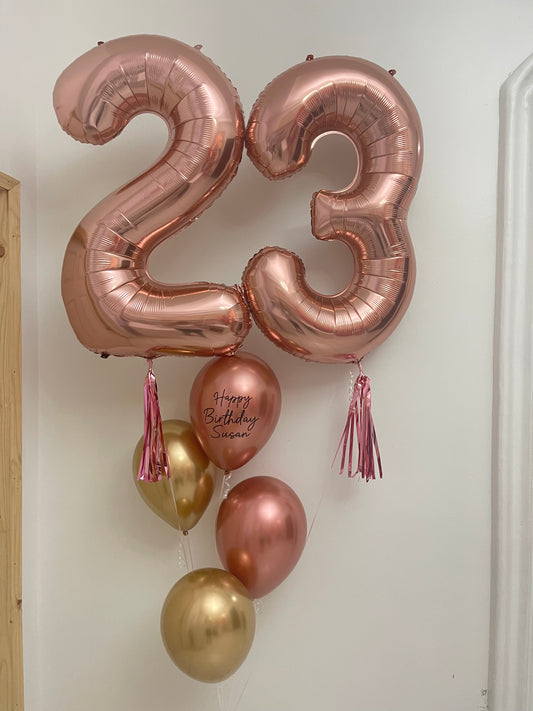 Rose Gold & 4 Balloons Bouquet