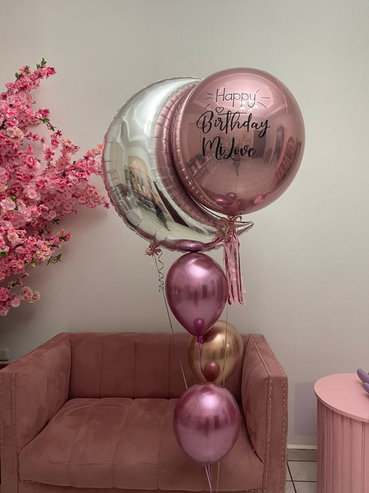 Silver Moon & Orbz Rose Gold Balloons Bouquet