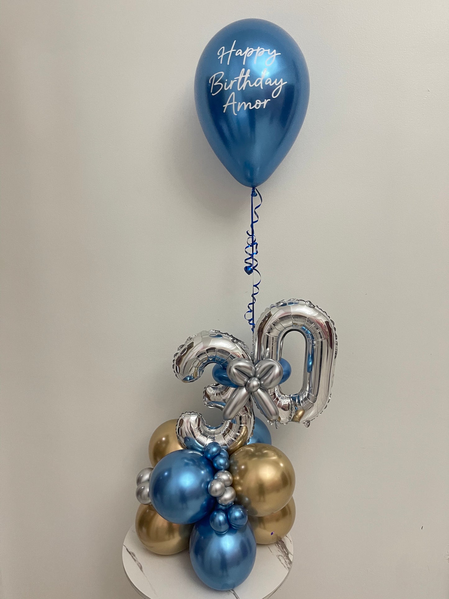 Mini Numbers + Blue & Gold Balloons