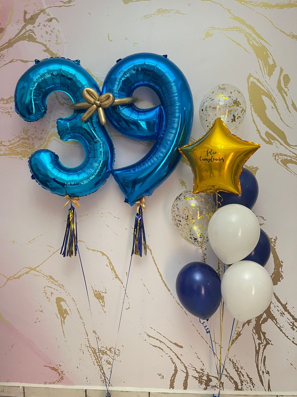 Blue Numbers & Gold Balloons